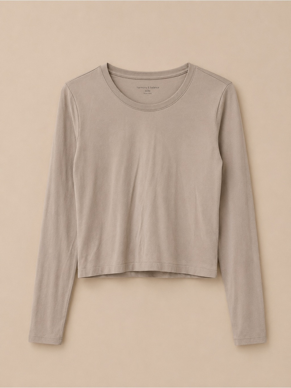 Everyday Long-Sleeve Crewneck Top by Harmony & Balance - Taupe